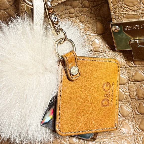 Authentic Dolce & Gabbana Camel Leather Belissima Mirror Bag Charm - Picture 9 of 12
